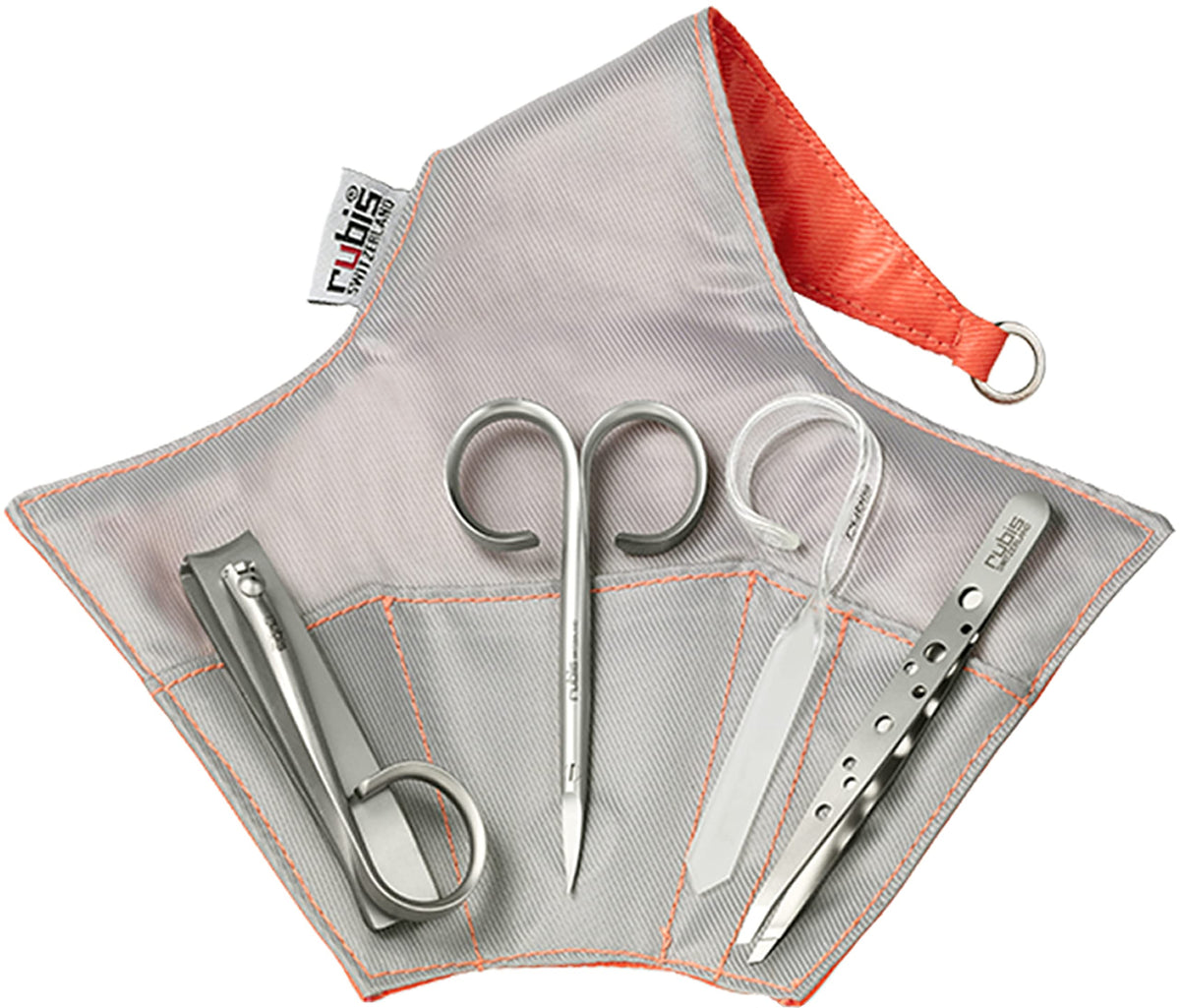 Rubis 4 Piece Manicure Set, Orange/Gray 1K415GO,Rubis Switzerland Swiss Made World Renowned Precision
