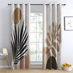 Boho Mid Century Blackout Curtains, Thermal Insulated Room Darkening Grommet Drapes for Bedroom Living Room, Modern Abstract Leaf Geometric Window Treatments, 108 Inch Drapes 2 Panel Set