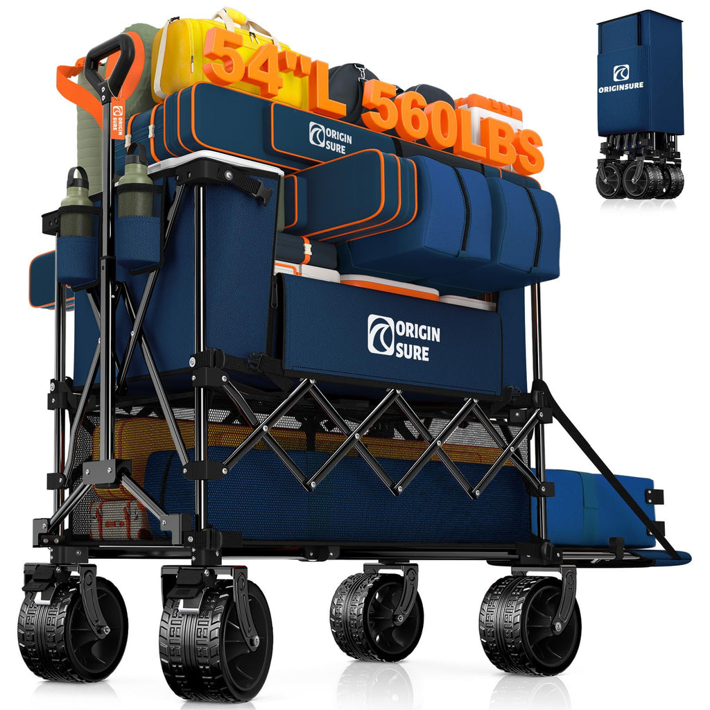 Originsure 400L Foldable Double Decker Wagon, 54" L Tailgate, 560lbs, Black