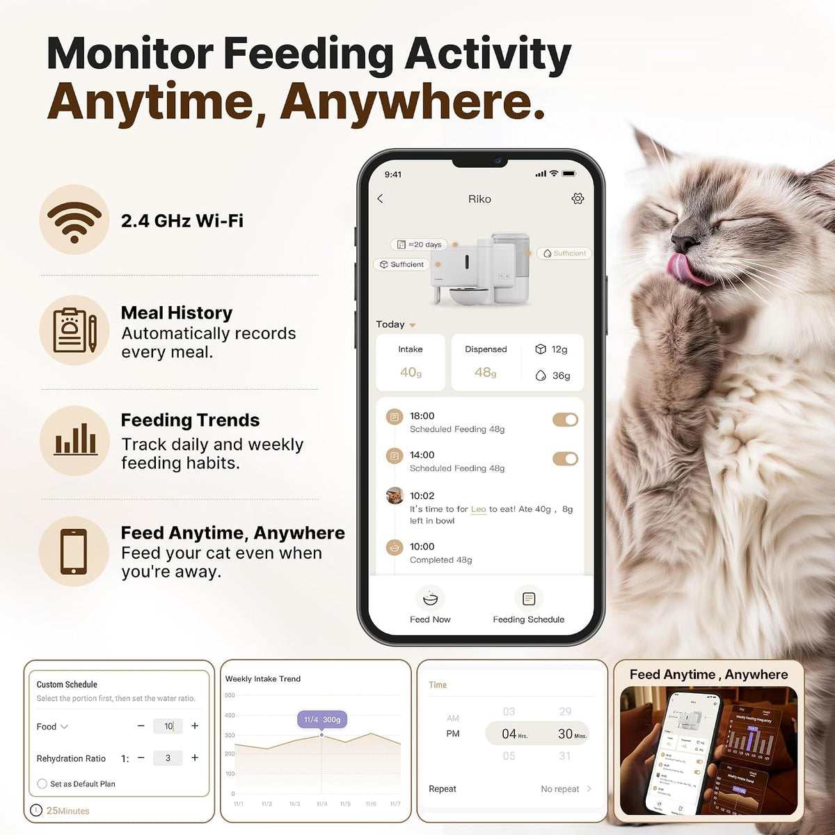 Neakasa Riko Automatic Wet Food Cat Feeder for Freeze-Dried Cat Food, White