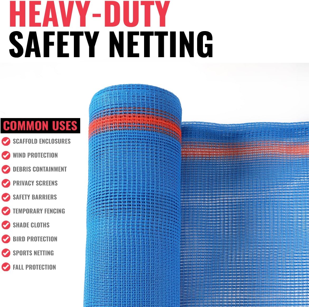 Heavy Duty Safety Debris Netting Rolls - Fire Retardant,1/4" Mesh roll, for Scaffold Enclosure, Visibility Barrier, for Construction & Agricultural Use. (Blue-4 ft X 150 ft)