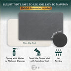 Extra Large Diatomaceous Earth Stone Bath Mat (31.5” x 19.7”) Dark Gray XL