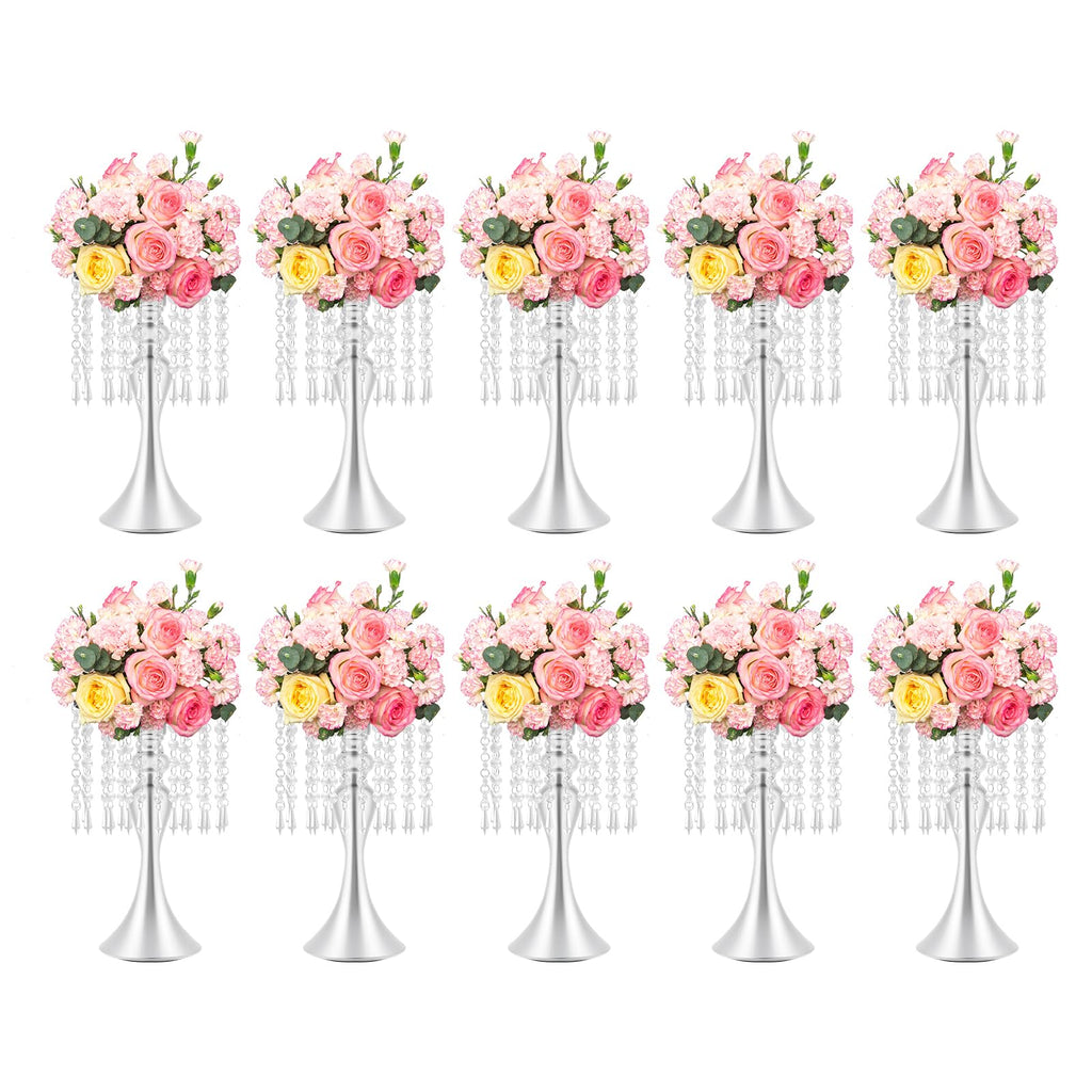 Wedding Centerpieces Gold Vases,10PCS Metal Flower Candle Holder,Wedding Vase for Tables,Crystal Flower Vase Metal Flowers Stand for Party Tables Decorations
