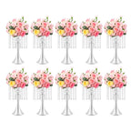 Wedding Centerpieces Silver Vases,10PCS Metal Flower Candle Holder with Sparkling Crystal Beads,Crystal Flower Vase Metal Flowers Stand for Party Tables Decorations (10PCS-Sliver-3)