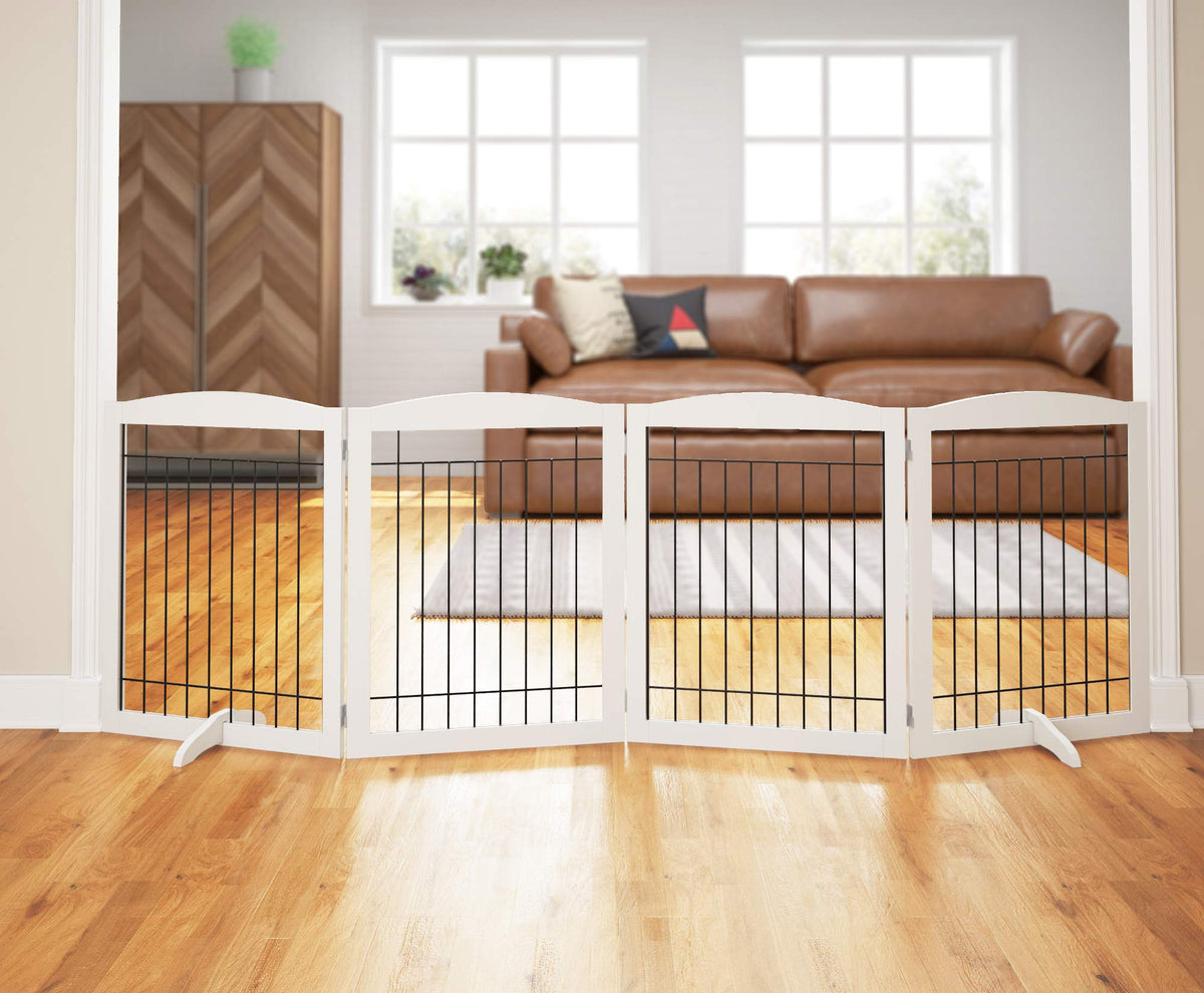 PAWLAND Dog Gate Indoor with Door, Freestanding, Foldable, 144" Wide, 30" H