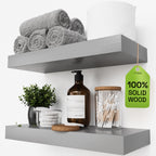 Solid Wood Floating Shelves for Wall 36 Inches Long, Walnut Wooden Shelf