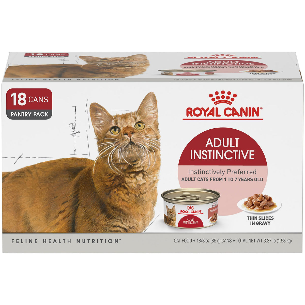 Royal Canin Feline Health Nutrition Adult Instinctive Adult Thin Slices in Gravy Cat Food, 3 oz (Pack of 24)