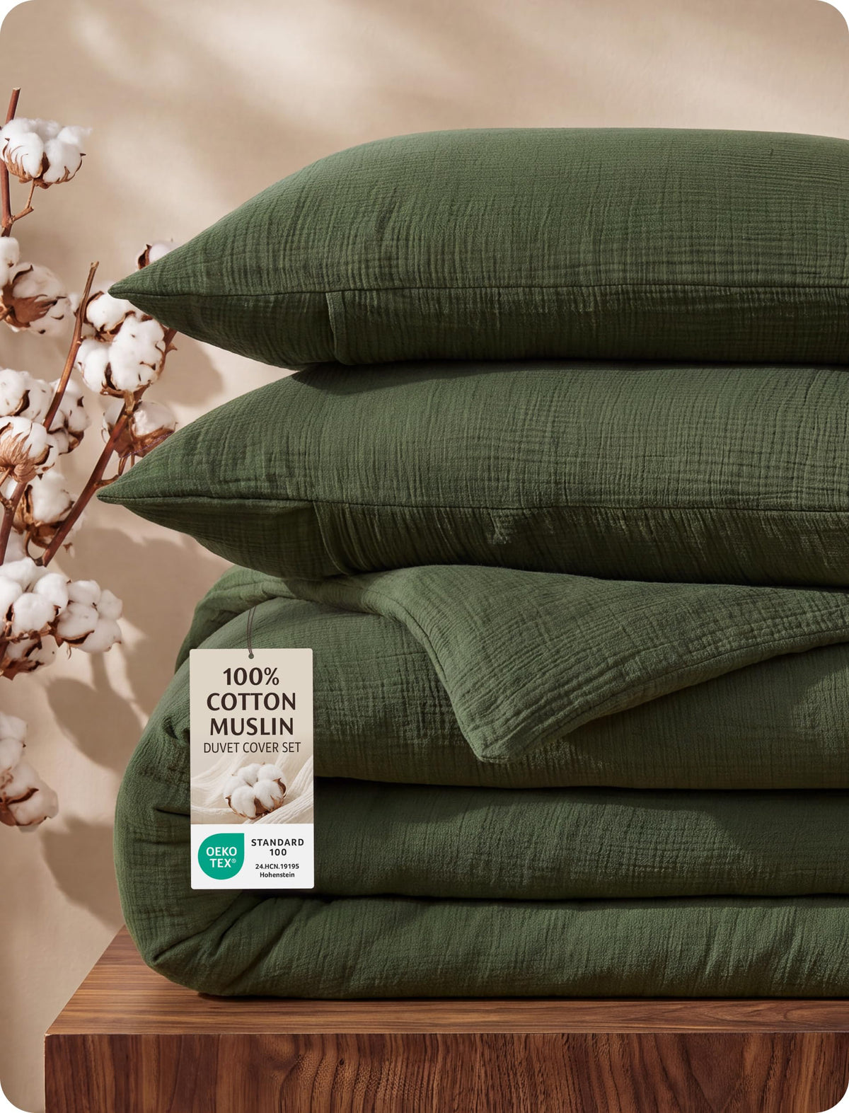 Bedsure PureWoven 100% Cotton Muslin Duvet Cover King Gauze Bedding Set