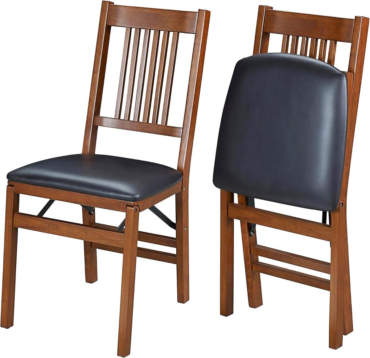 Stakmore True Mission Solid Foldable Wood Dining Chairs, Fruitwood, 2 Pack