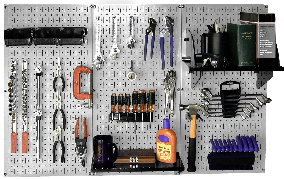Wall Control Pegboard Organizer 4 ft. Metal Pegboard Standard Tool Storage Kit with Black Toolboard and Black Accessories