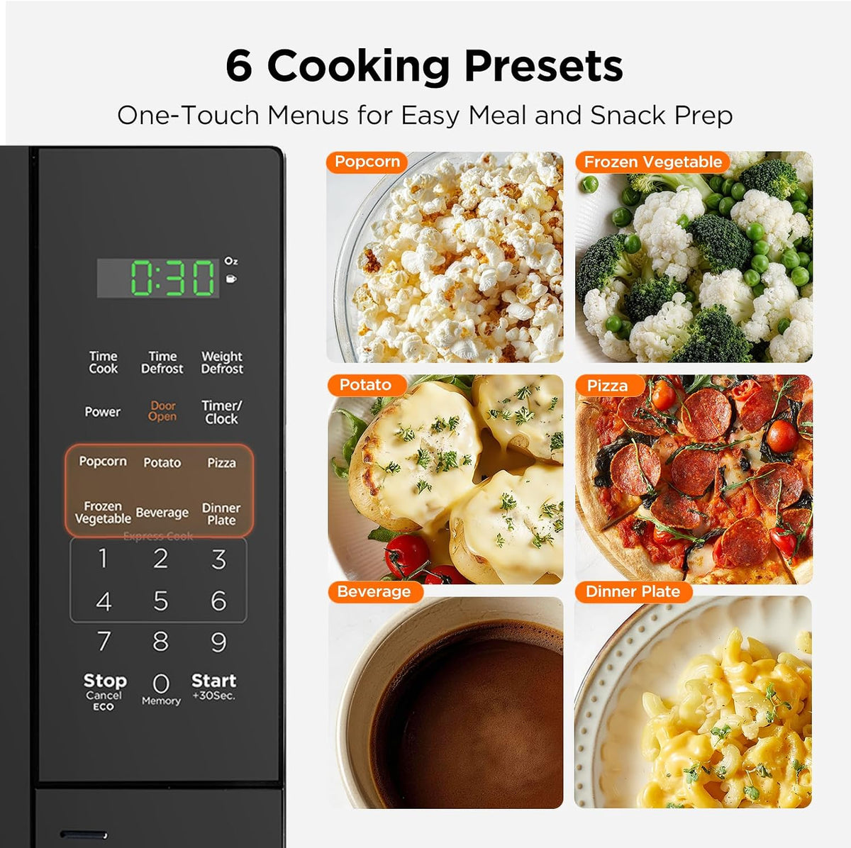 0.7 Cu. Ft. Compact Microwave Oven, 700W, 11 Power Levels, 6 Presets, Child Safety Lock, LED Display, Push-Button Door, Removable 10" Turntable, for Small Kitchen, Dorm & Apartment