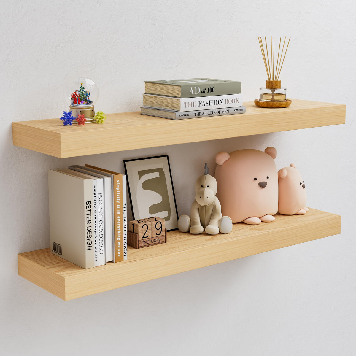 60 inch Long Walnut Floating Shelf for Wall, 8" D Fireplace Mantel