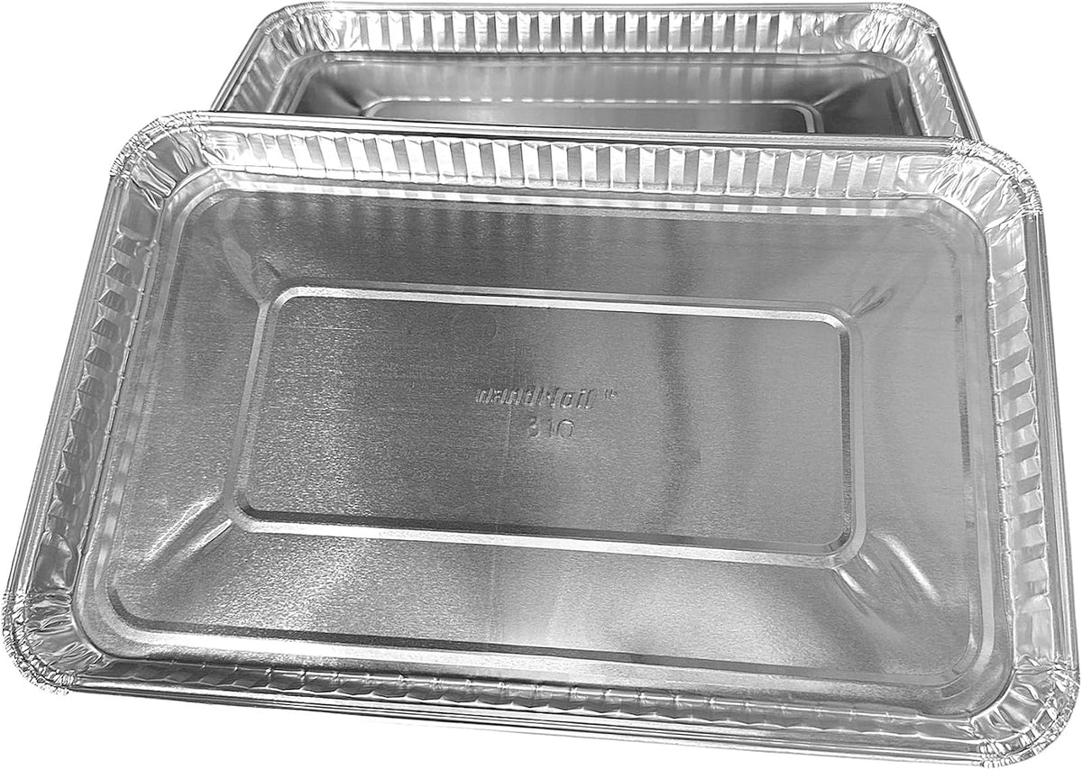 PACTOGO 11" x 7" x 0.75" Oblong Disposable Aluminum Foil Danish Cake Pans - Shallow Baking Sheets Ideal for Sweets, Cakes, Cookies (Pack of 200)