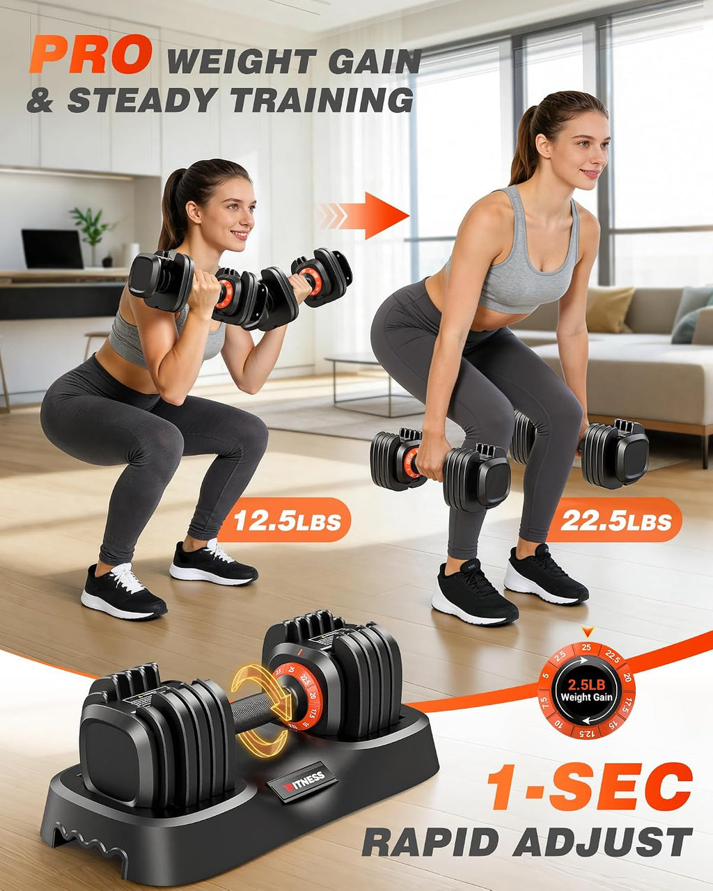 Rendpas Adjustable Dumbbell Set for Home Gym Strength Training