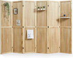 Pegboard Display, 5.6Ft Portable Freestanding Wall Organizer Wooden Room Divider Folding Privacy Screens for Craft Art Display Board (6 Panels, Natural)