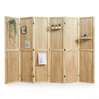 Pegboard Display, 5.6Ft Portable Freestanding Wall Organizer Wooden Room Divider Folding Privacy Screens for Craft Art Display Board (6 Panels, Natural)