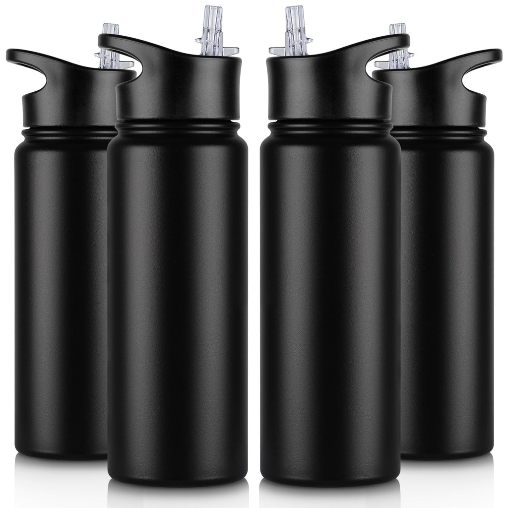 32 oz Insulated Water Bottle Bulk 8 Pack, Stainless Steel Sports Water Bottles with Straw Lid & Wide Mouth Lids, Double Walled Vacuum, Leak Proof, White