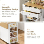 FINETONES 52" Kitchen Island with Storage, Rolling Kitchen Carts on Wheels