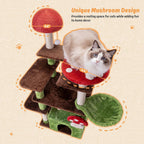 IRONCK 58" Cute Mushroom Cat Tree with Condo and Hammock