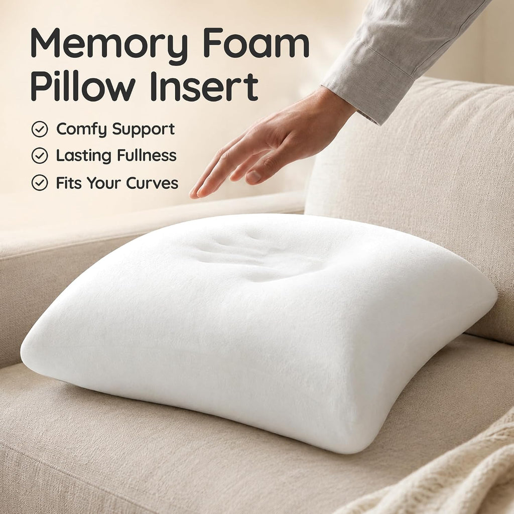 AM AEROMAX 18x18 Memory Foam Throw Pillow Inserts, 4 Pack, Square, White