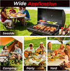 VINGLI Upgraded Barrel Charcoal Grill with Sides Table, Movable Outdoor Smoker with Chimney for Party Garden Patio and Backyard Cooking