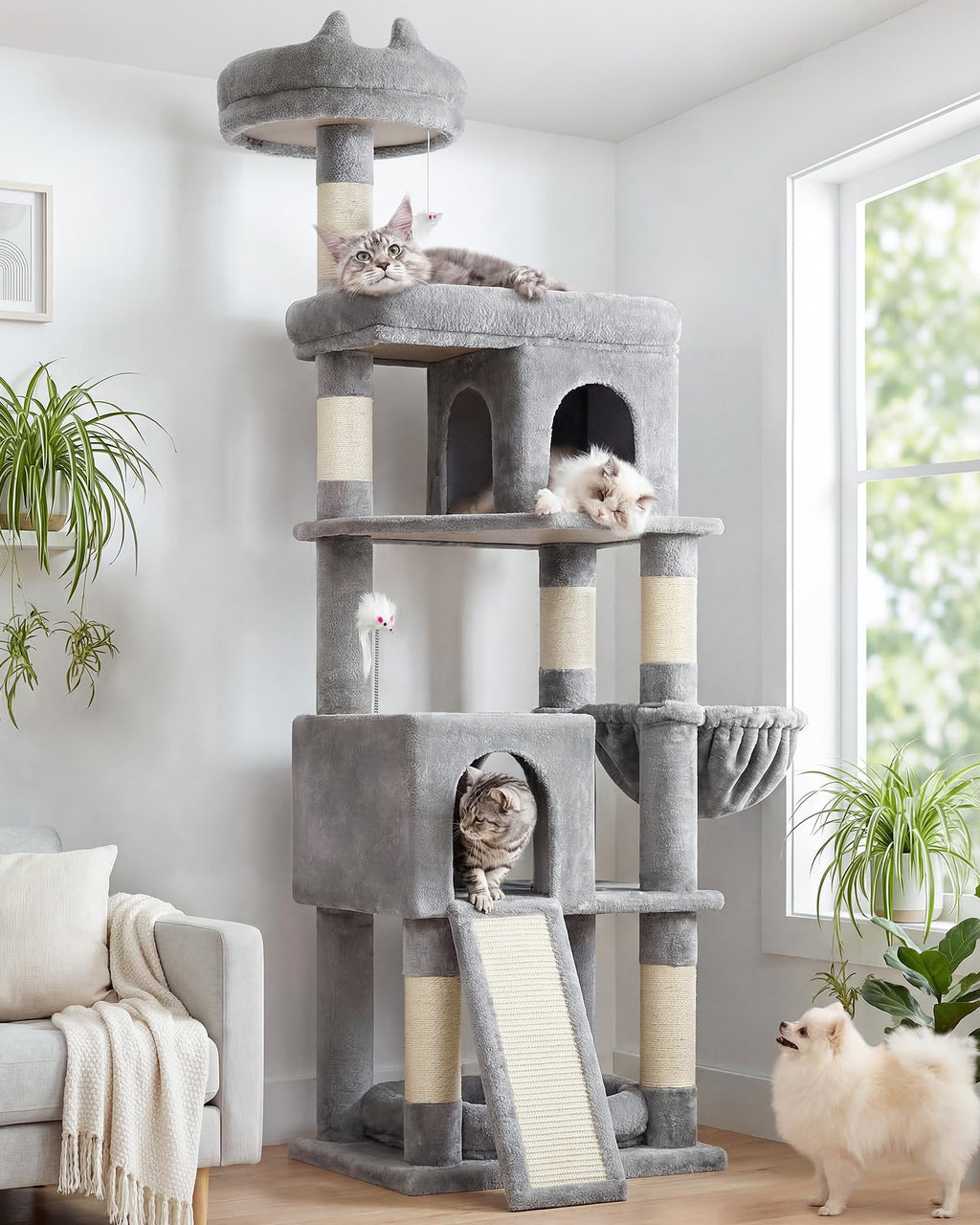 Globlazer S72 Heavy Duty Cat Trees for Large Cats 20 lbs+, Dark Gray