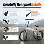20-Inch Folding Bike with 7-Speed, Lightweight Collapsible Bicycle for City Commuting, Foldable Bikes w/ Elevable Handlebars & Adjustable Seat Height, 7-Gear Transmission Disc Brakes for Traveling