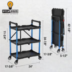 WORKPRO 3-Tier Collapsible Utility Cart, 210 LBS Cart with Wheels