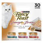 Fancy Feast Purina Gravy Lovers Poultry and Beef Grilled Gourmet Wet Cat Food Variety Pack - 3 oz. Cans,(Pack of 60)