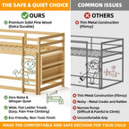 TOLEAD Low Bunk Bed Twin Over Twin, Floor Bunk Bed with Bookshelf&Ladder, Twin Bunk Bed with Full Guardrails, Wooden Bunk Bed for Juniors, Boys, Girls, Kids, Bedrooms (Natural)