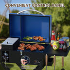 ONLYFIRE GRILLS BBQ Wood Pellet Grill Smoker with Foldable Cart, Blue GS342