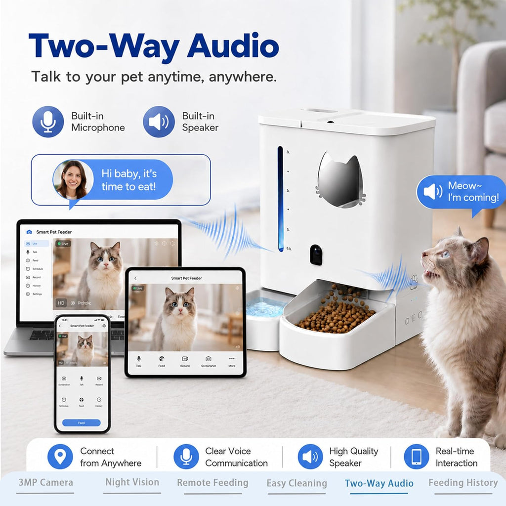 Waithem Automatic Cat&Dog Feeder and Waterer with Camera