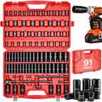 VEVOR 91-Piece 1/2" Drive Impact Socket Set, Deep & Shallow Kit