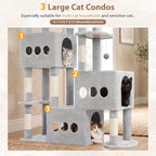 Gitelsnour Sturdy Cat Tree Tower, 3 XXL Condos for Large Adult Cats GCT036W