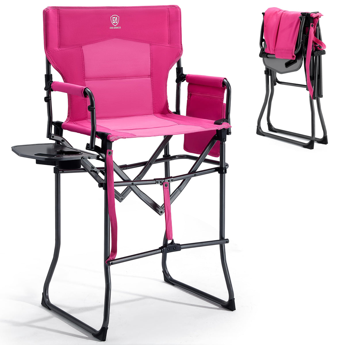 EVER ADVANCED Portable 30.7" Seat Height Tall Camping Directors Chair