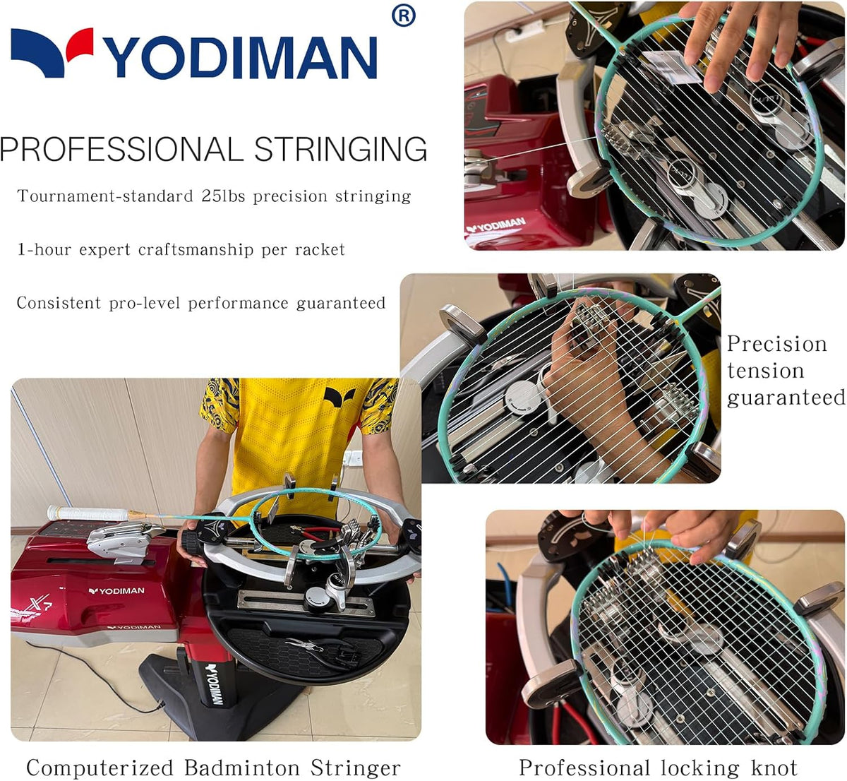 YODIMAN Single Professional Badminton Racket for Advanced Players - 50T Graphite Carbon Fiber with Aerodynamic Frame, Pre-Strung 26lbs, Ultra-Light 5U for Club & Tournament