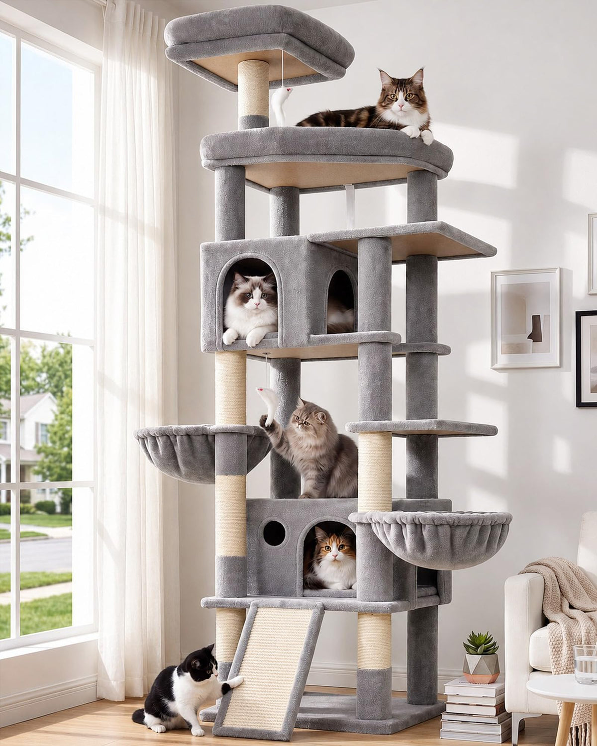 Globlazer Cat Tree for Large Adult Cats, Heavy Duty Indoor Cat Tower, F74B