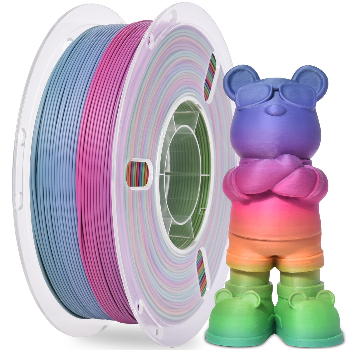 RAMBERY Silk Rainbow PLA 3D Printer Filament Bundle, 10 Colors Total 10kg, 1.75mm Multicolor Gradient 3D Printing Filament for Most FDM 3D Printers, 1KG Spool (2.2lbs) x 10 PCS