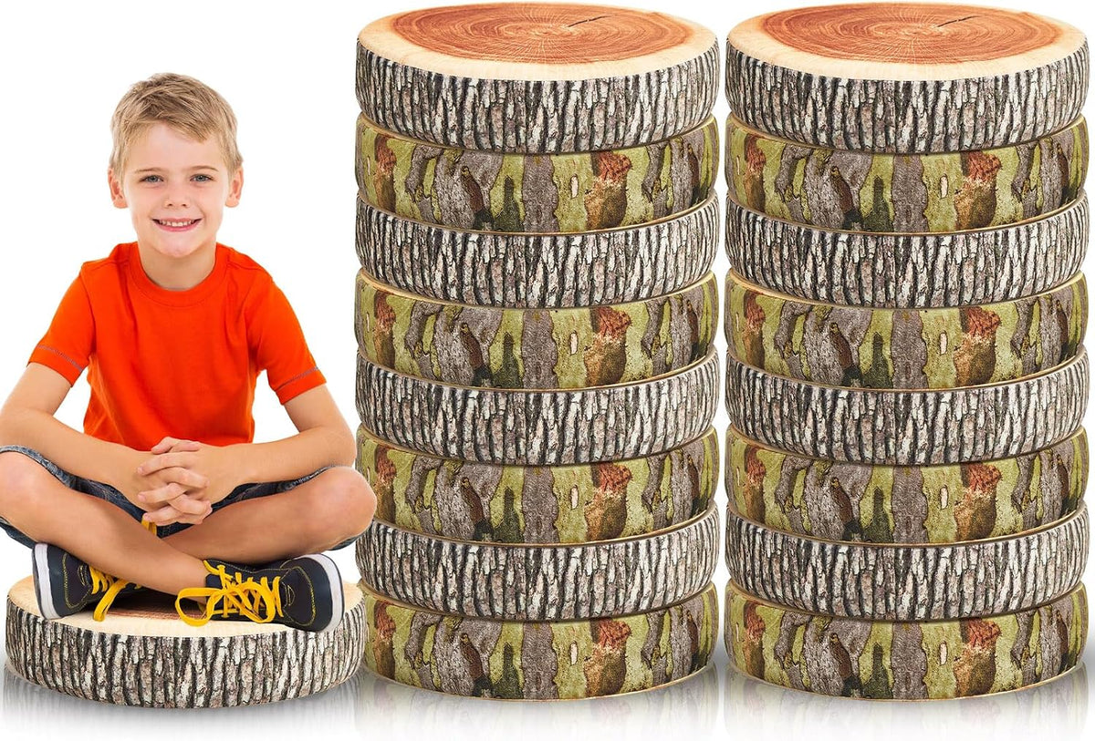 Juexica 16 Pcs Decorative Round Wood Stump Throw Pillow Tree Floor Cushions