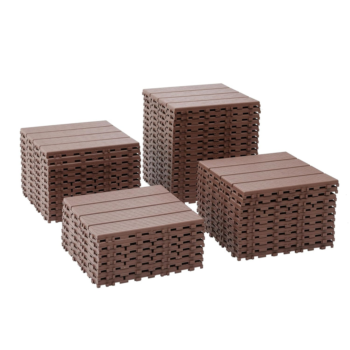 Plastic Interlocking Deck Tiles, 12"x12" Patio Flooring, 44 Packs Deck Tile Outdoor Waterproof All Weather, Flooring Tiles for Balcony, Backyard Pool decking Tiles, Easy Installation, Brown