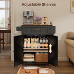 Gizoon 33" W Kitchen Island Cart with Adjustable Shelf, Black