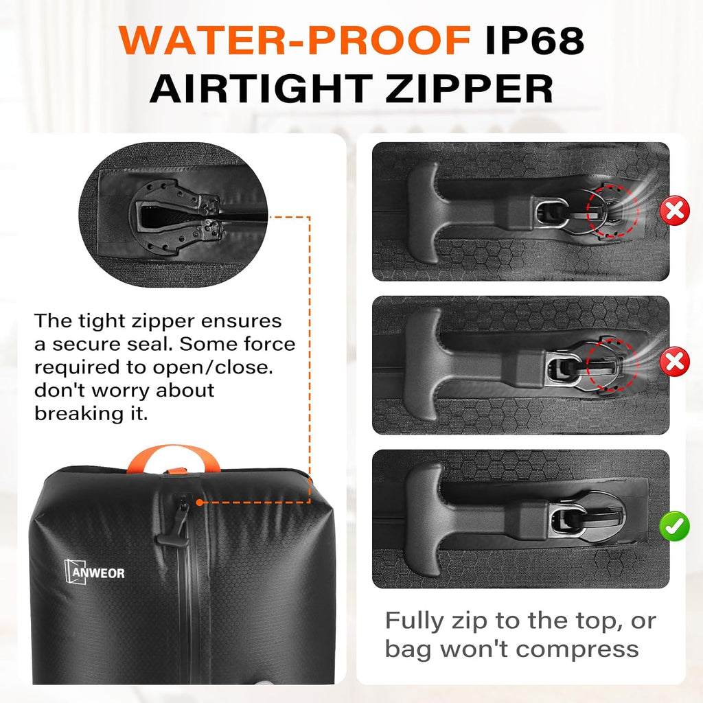 3 Pack with Vacuum Bag Travel for Suitcase, 20L Overpack Vacuum Bags w/Pump