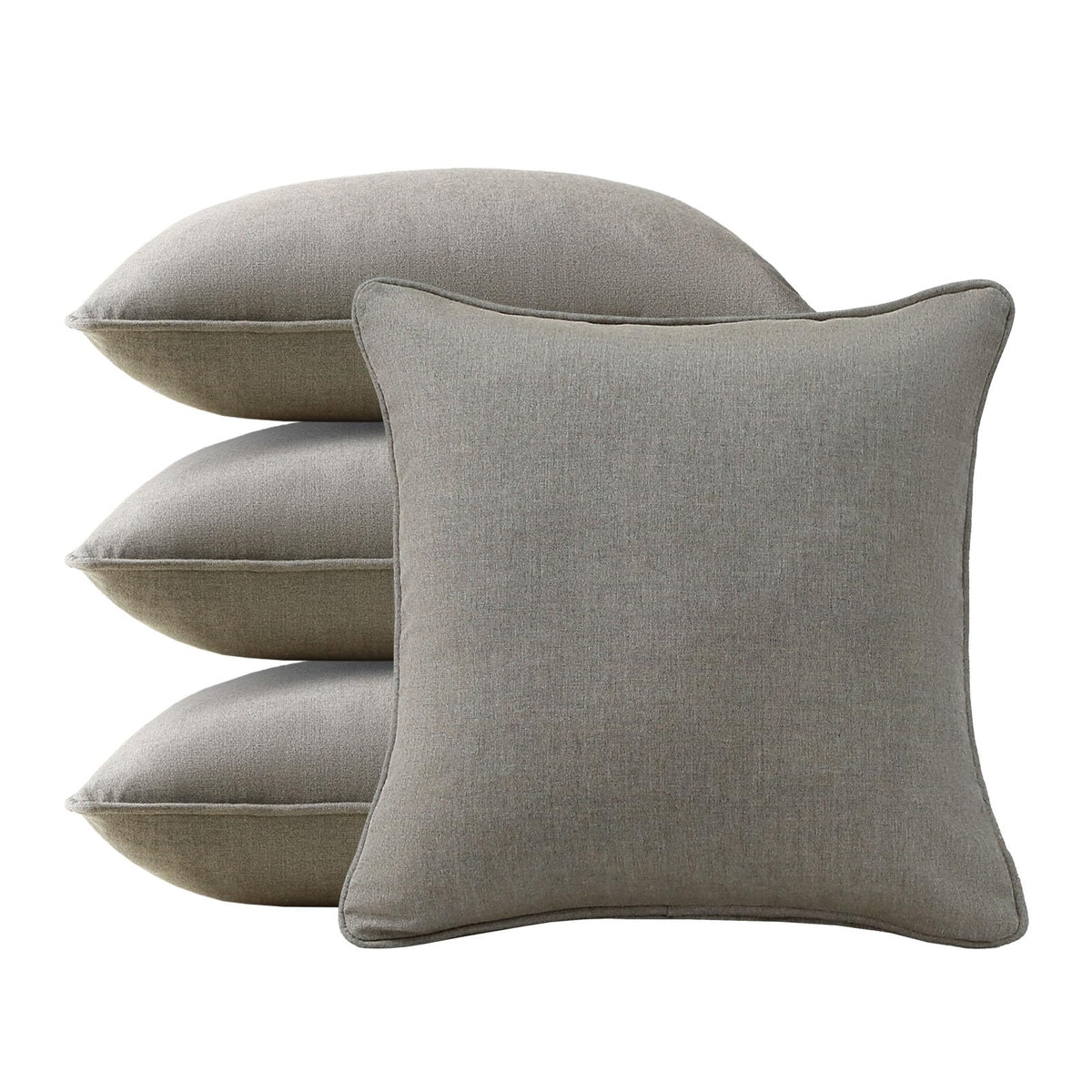 4 Pack Sunbrella Outdoor Water Repellent Throw Pillows 18x18 Inch with Insert, Decorative Square Patio Pillows for Home Garden Couch Balcony, Canvas Camel