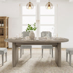 GarveeHome 63" Long Oval Dining Table with Wooden Base for 4-6 People