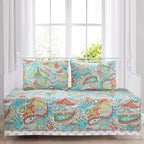 Cozy Line Home Fashions Bloom Floral Blue Rose Spring Reversible Quilt Bedding Set, Coverlet Bedspread Lightweight for All Seasons (Pink Garden, Queen - 6 Piece)