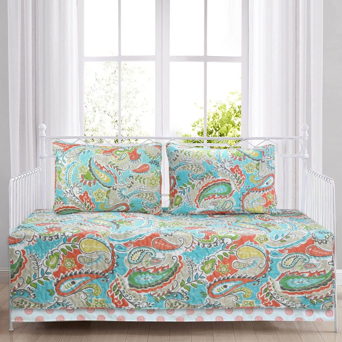 Cozy Line Home Fashions Light Pink Blue Flower Bloom Floral Garden Reversible Quilt Bedding Set, Coverlet Bedspread Lightweight for All Seasons (Carlotta, King - 6 Piece)