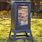 EAST OAK 30" Outdoor Electric Smoker with Built-in Meat Probe & Mobility Stand, Side Chip Loader for up to 6x Longer Uninterrupted Smoke and 725 sq in Cooking Area, Night Blue