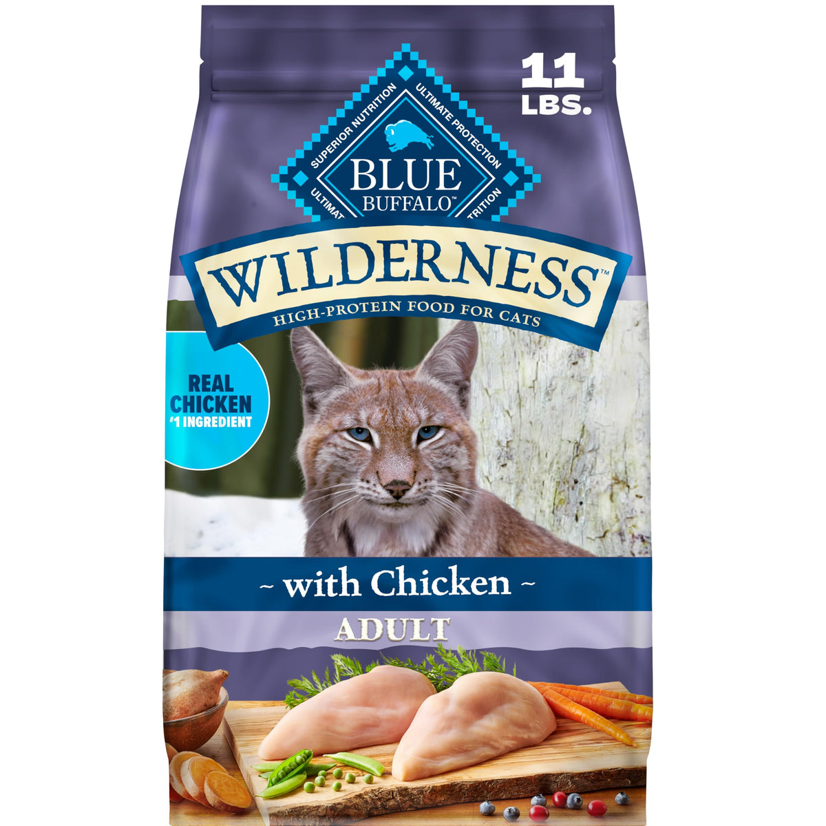Blue Buffalo Wilderness Chicken Adult Indoor Dry Cat Food, Grain-Free 15 lb