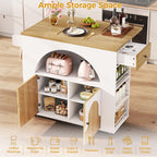 IRONCK 41.3" Kitchen Island with Drop Leaf &Open Shelf, White & Natural