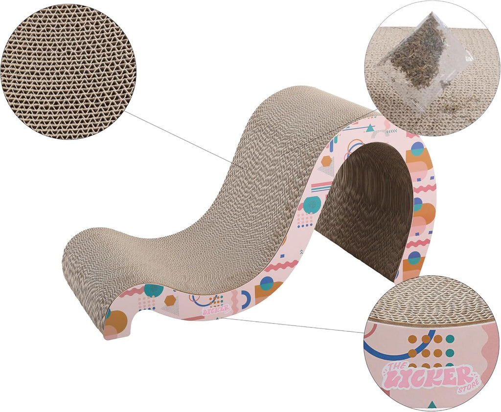 CSR1013D Kona 27" Modern Cardboard Double-Sided Wave Cat Scratcher with Catnip, Pattern Party